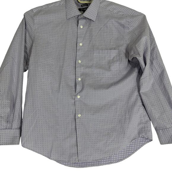 Pronto Uomo Men Shirt XL Purple White Button Up Long Sleeve No Iron Cotton FLAW - Picture 1 of 6